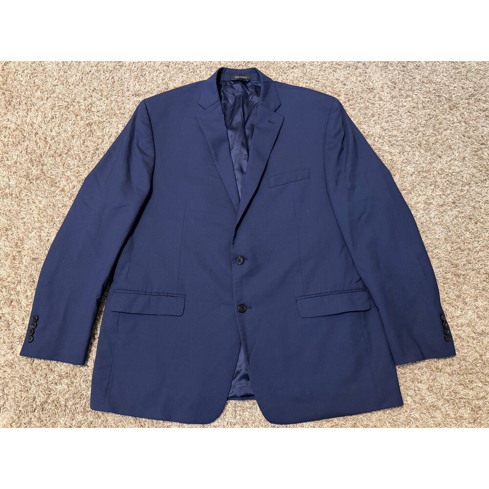 Lauren Ralph Lauren Men's Suit Jacket 100% Wool Natural Stretch Dark Blue 48L